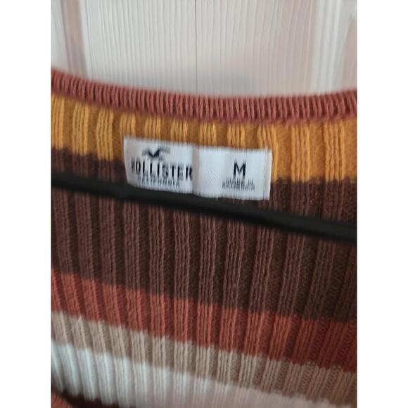 Holister  Knit Crop ribbed Sweater Tank Retro Flare Arms Medium Stripes - Picture 2 of 6